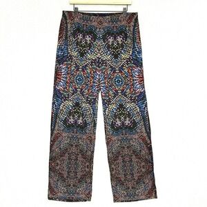 Premise Womens Pants Plus 1X Black Colorful Tile Pattern Pull On Retro Tribal
